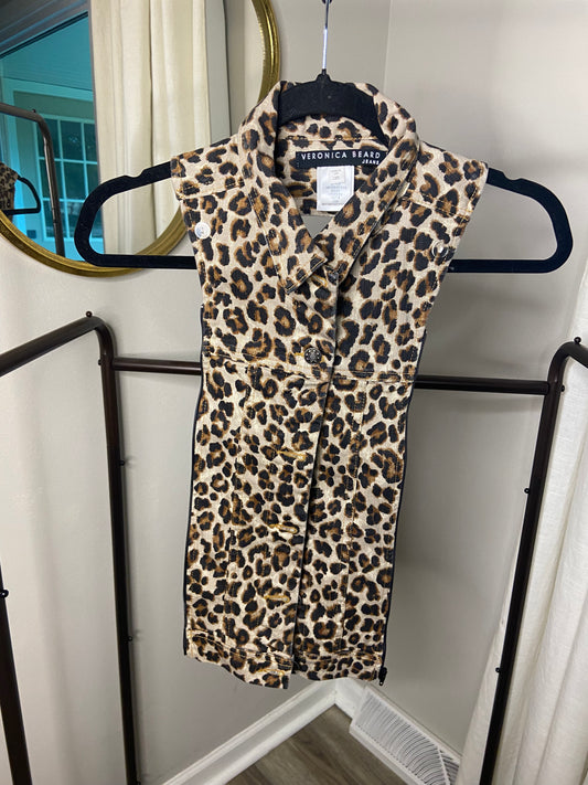 Veronica Beard Leopard Denim Dickey size 00-14