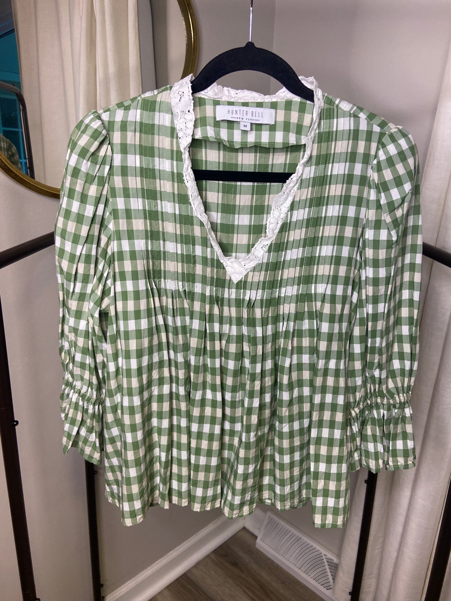 Hunter Bell Mia Top Green Gingham size M