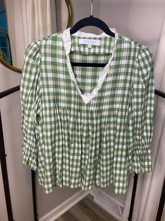 Hunter Bell Mia Top Green Gingham size M