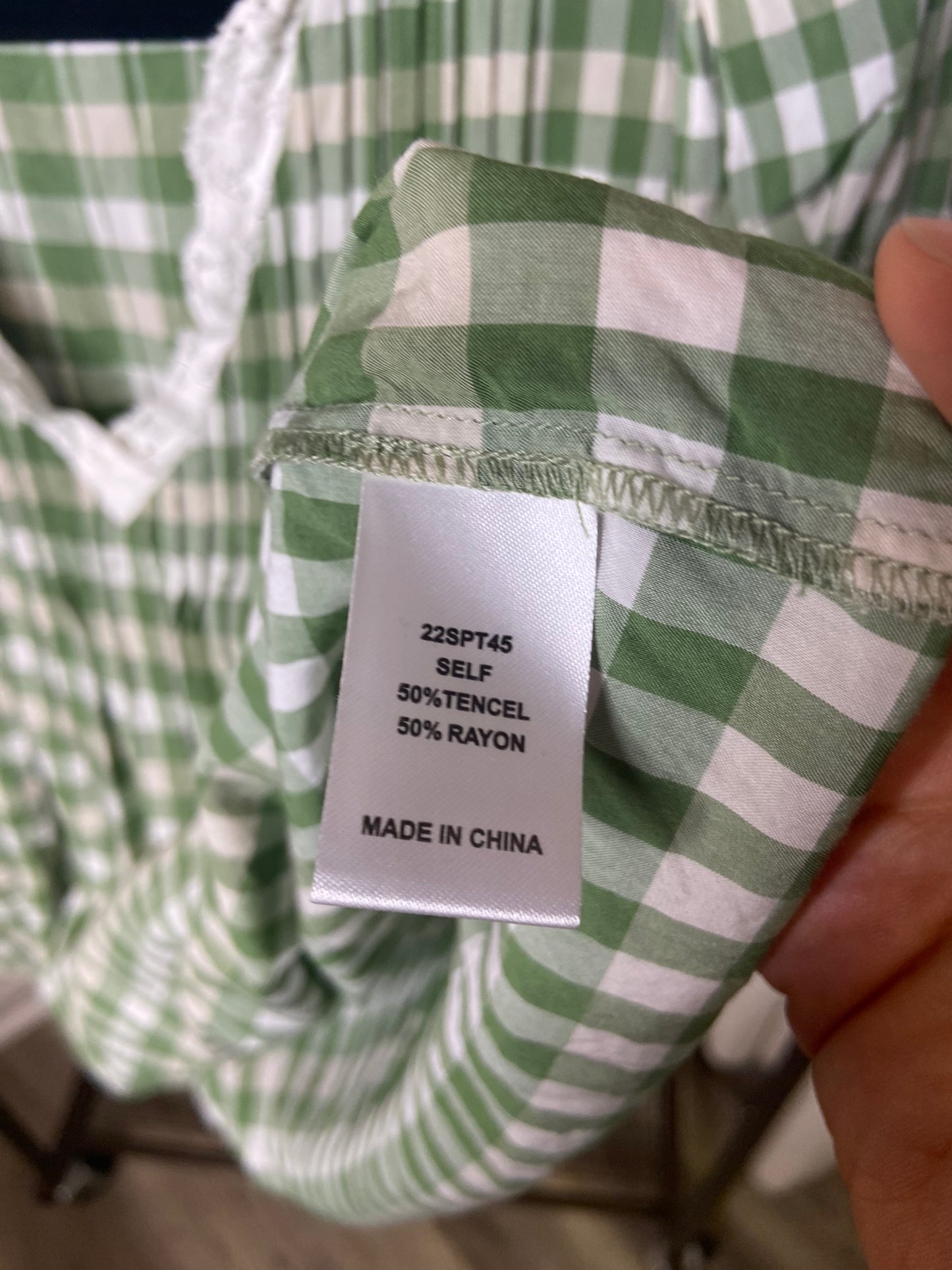 Hunter Bell Mia Top Green Gingham size M