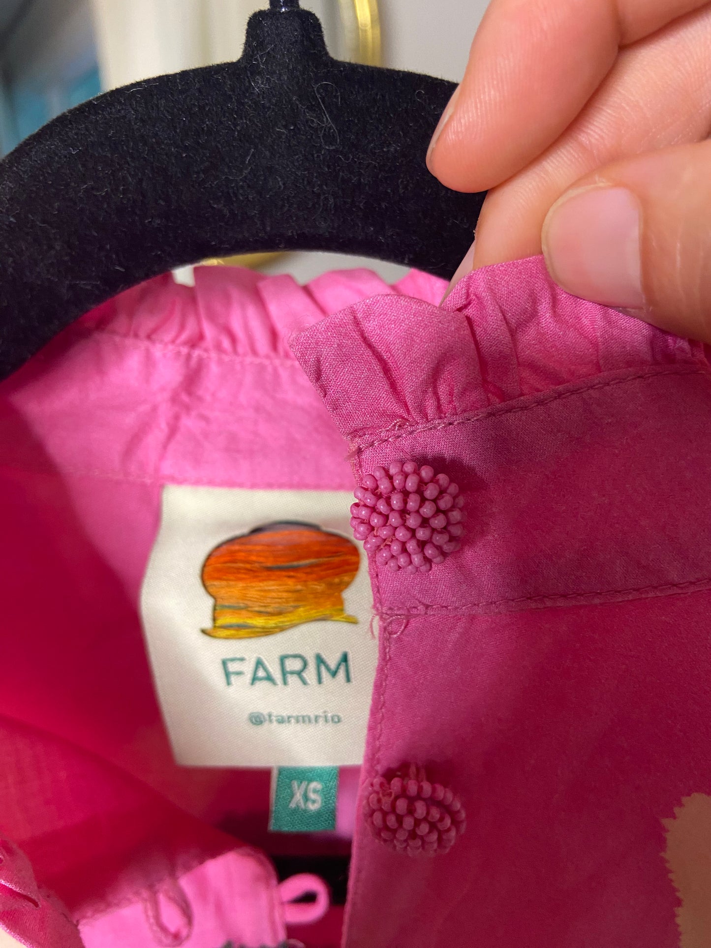 Farm Rio Leopard Forest Pink Blouse size XS