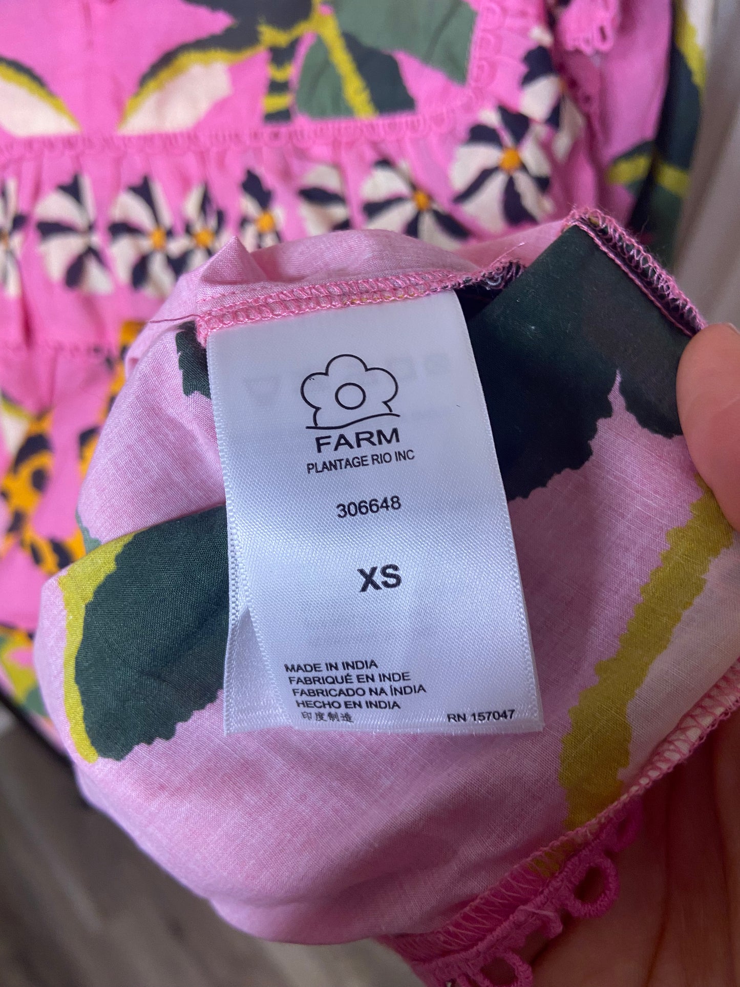 Farm Rio Leopard Forest Pink Blouse size XS