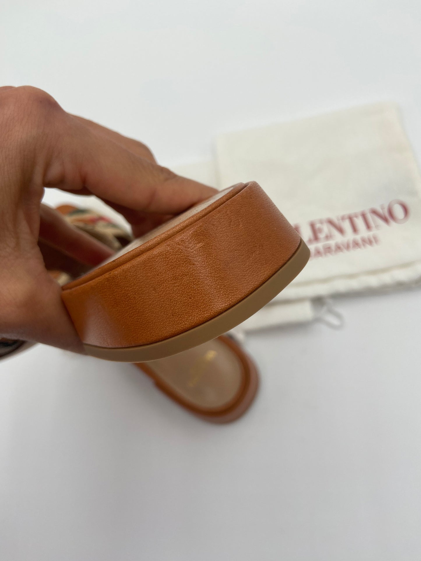Valentino Raffia Jacquard Cherry Slides size 38