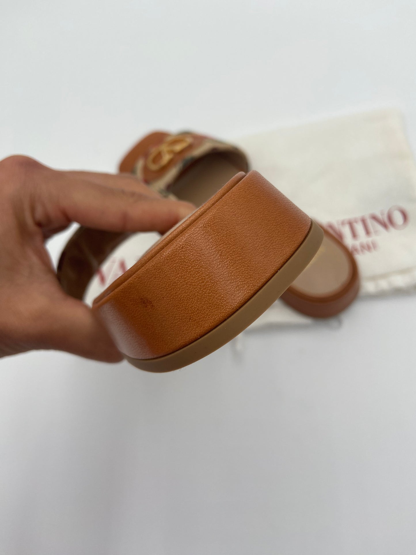 Valentino Raffia Jacquard Cherry Slides size 38