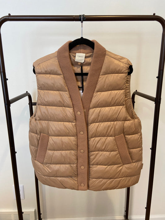 Varley Colwyn Combo Ribbed-Knit Trim Quilted Vest size