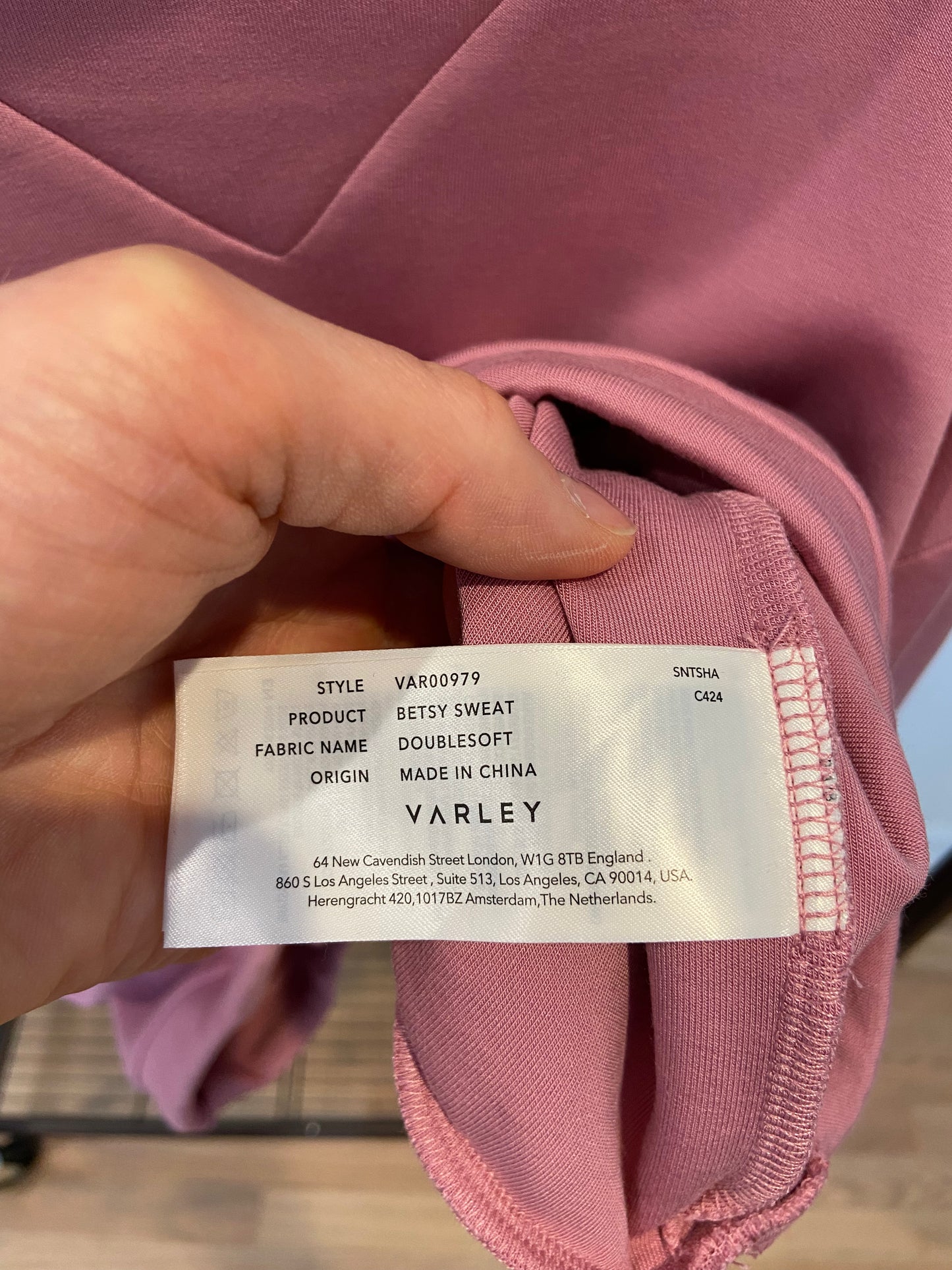 Varley Betsy Sweat in Foxglove Pink size L