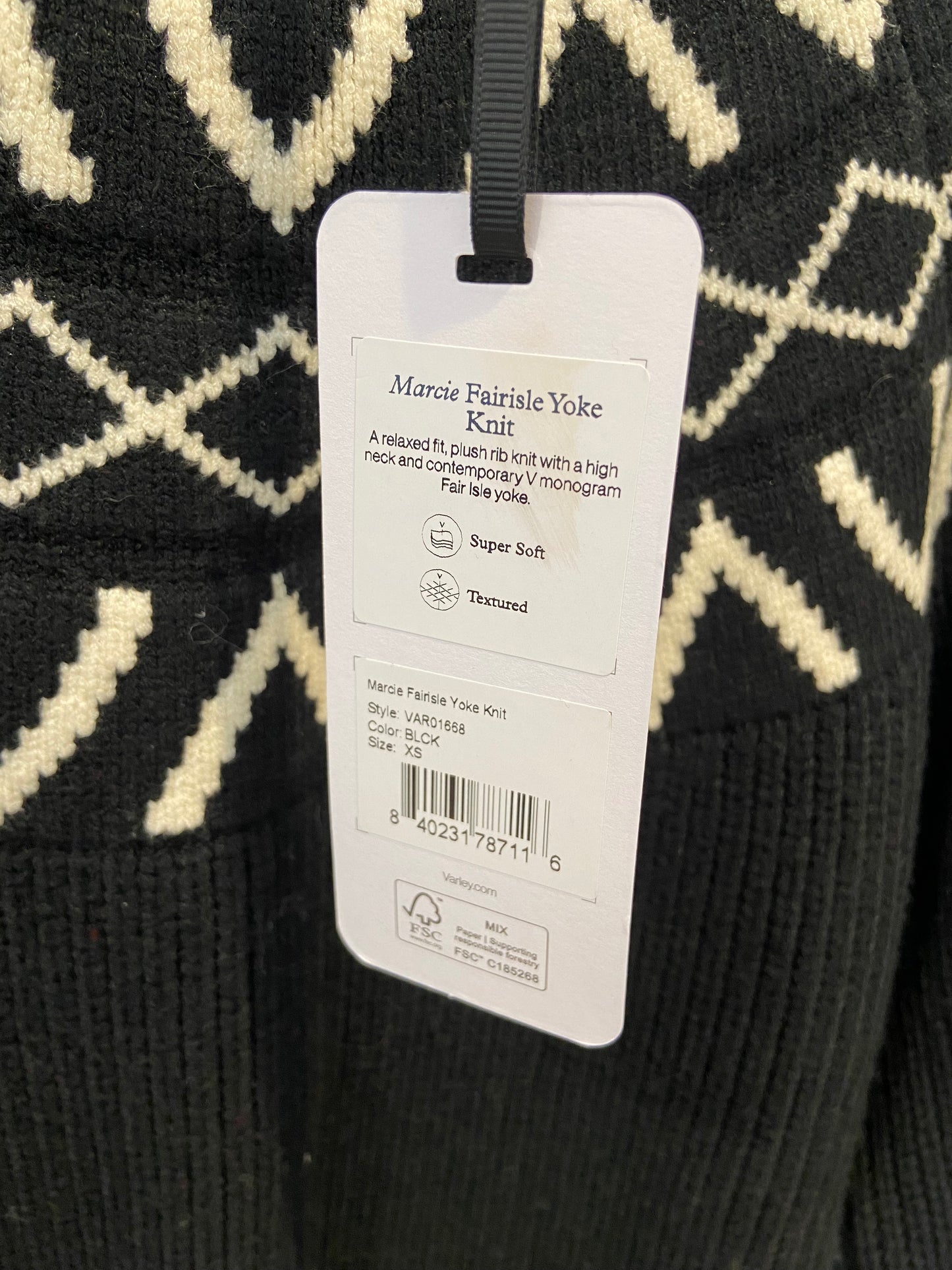 Varley Marcie Fair Isle Yoke Knit Sweater size XS