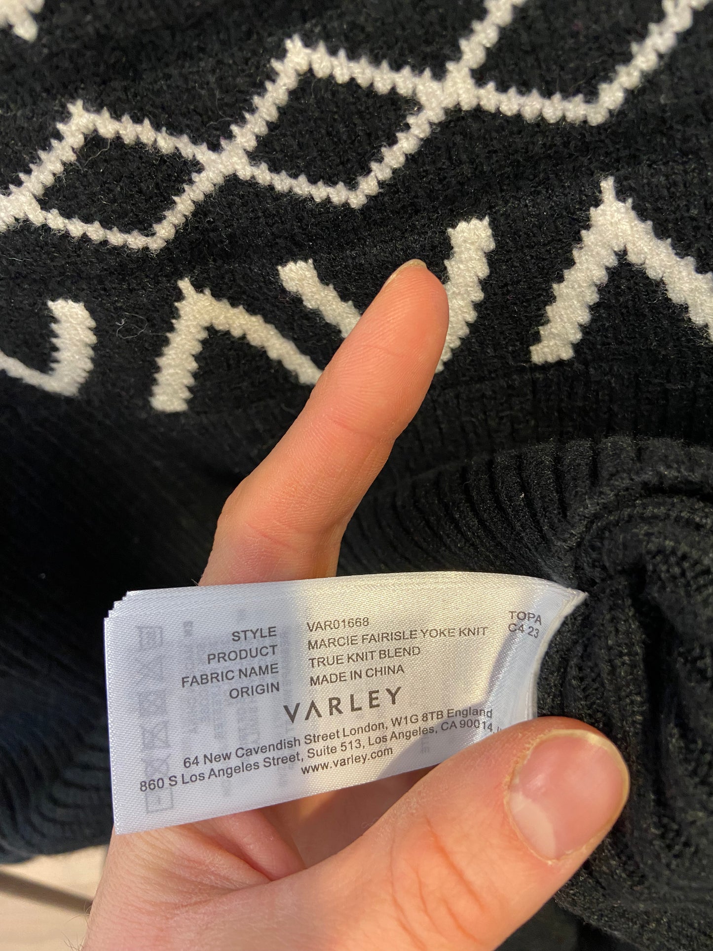 Varley Marcie Fair Isle Yoke Knit Sweater size XS