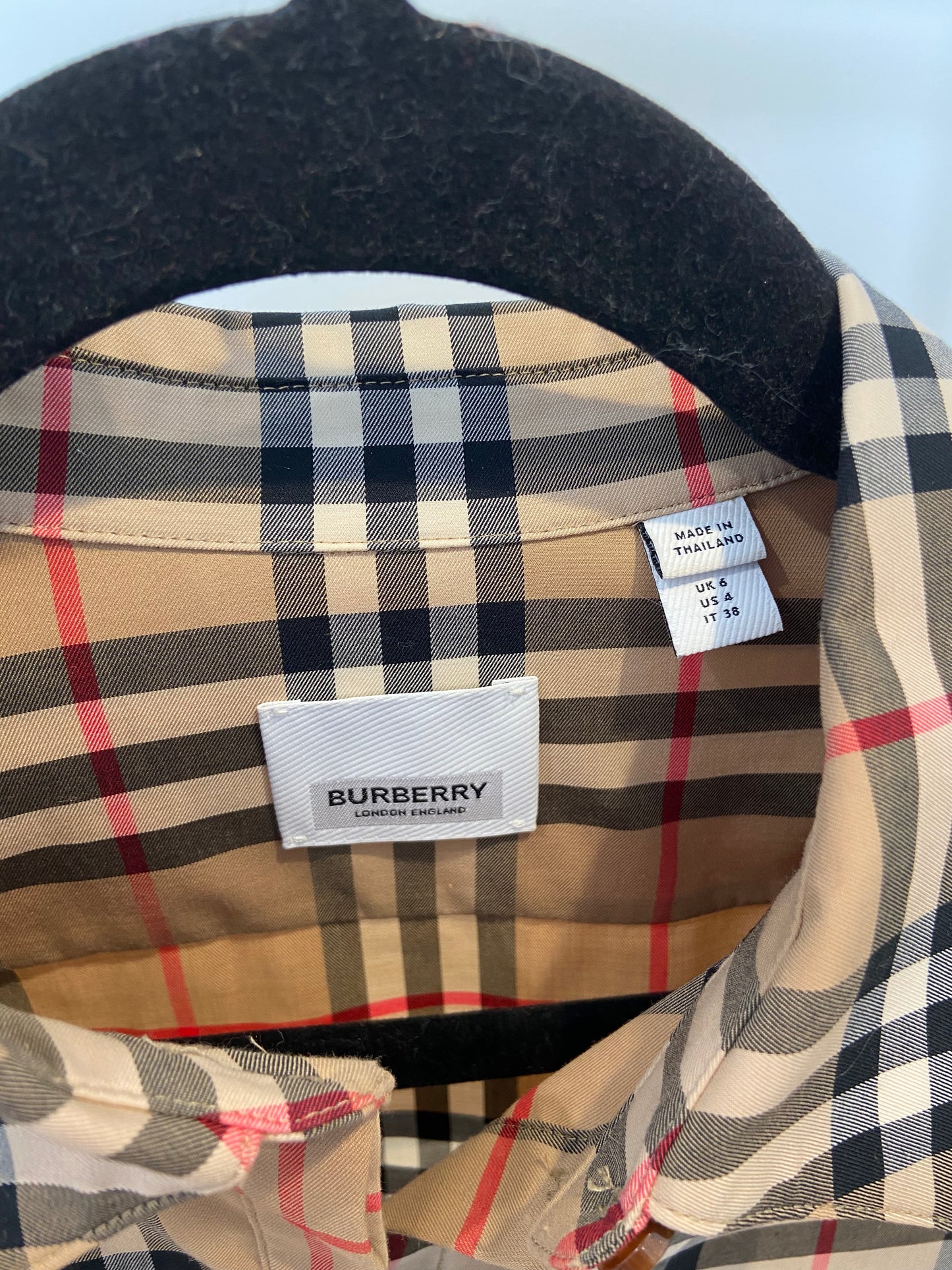 Burberry Vintage Check Stretch Cotton Twill Shirt size 4