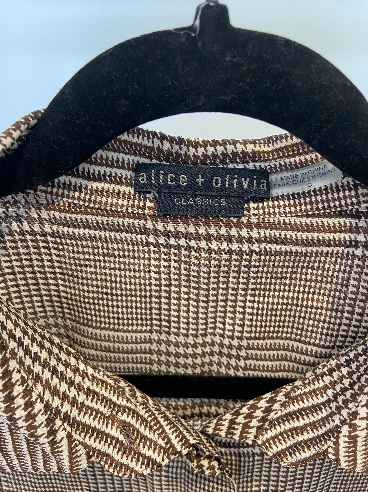 Alice and Olivia Willa Silk Top in Plaid size L