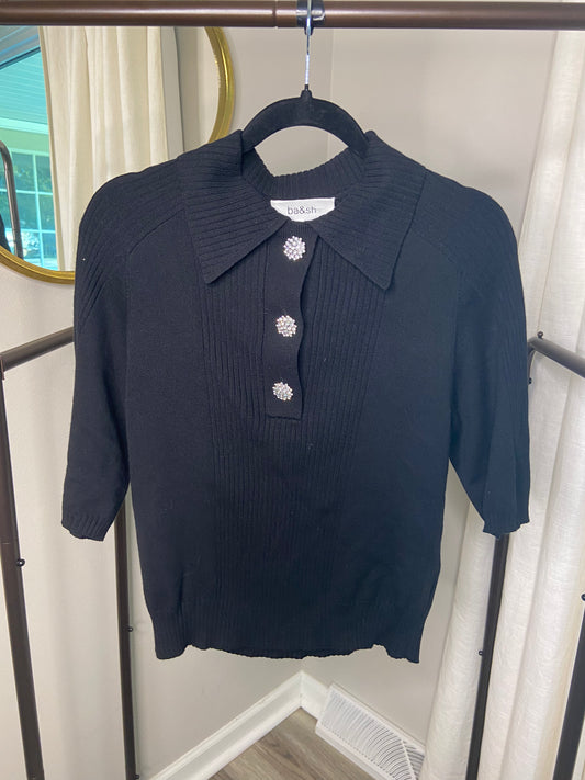 Ba&sh Eliot Knit Polo Top size S