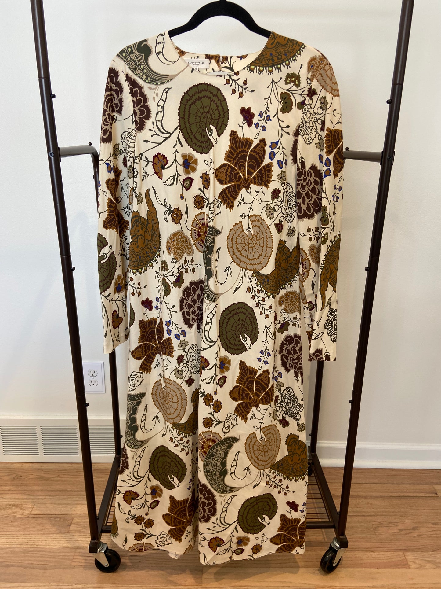 Lafayette 148 Ivory Bohemia Bloom A-Line Midi Dress size 14