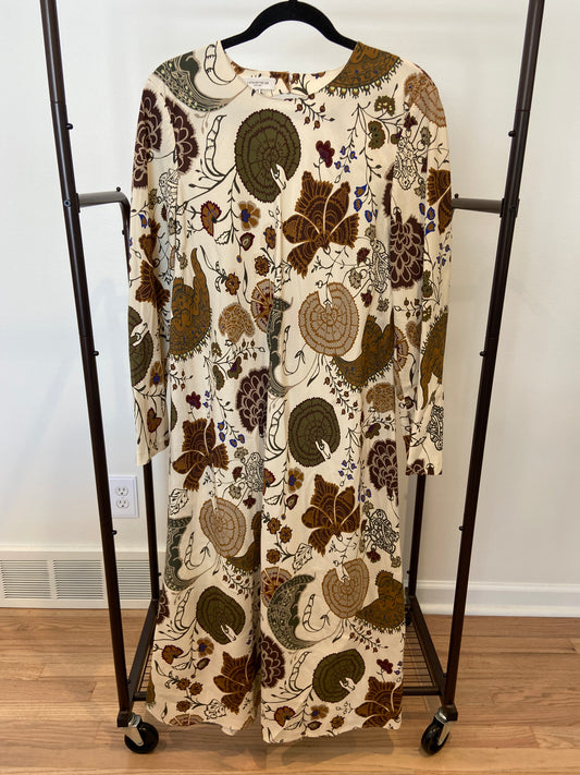 Lafayette 148 Ivory Bohemia Bloom A-Line Midi Dress size 14