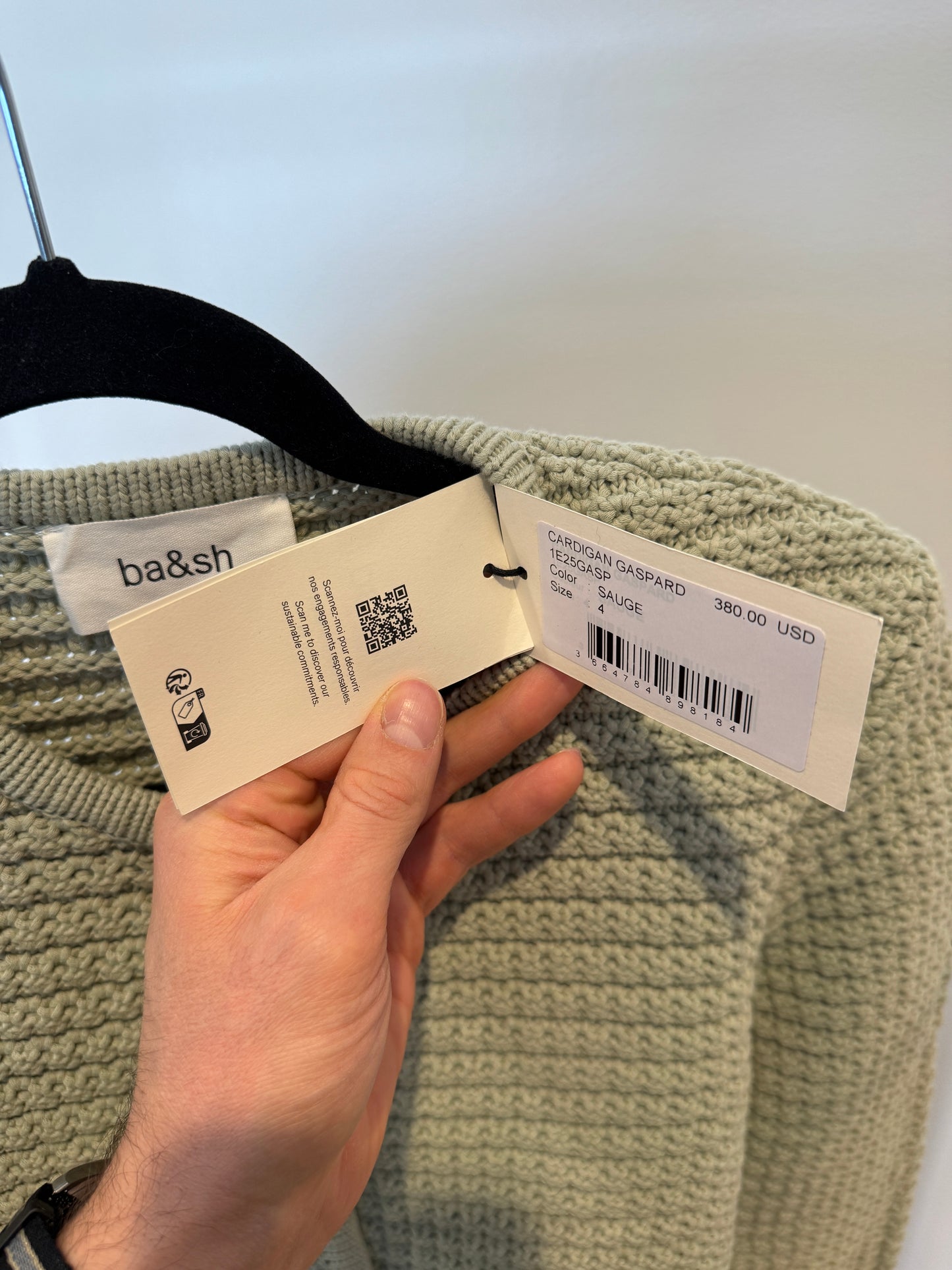Ba&sh Gaspard Cardigan Jacket in Sage size XL