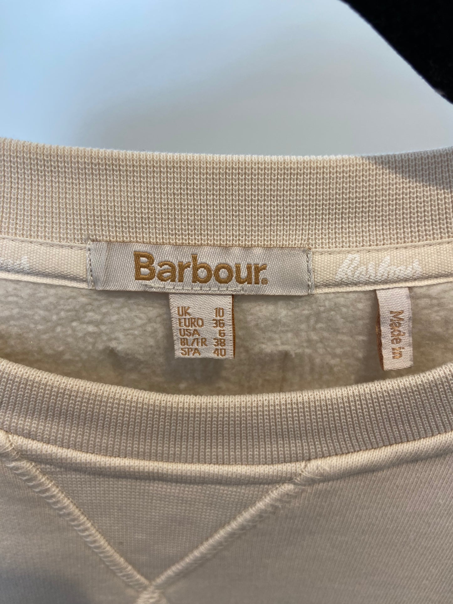 Barbour Silverdale Sweatshirt Beige Cream size 6