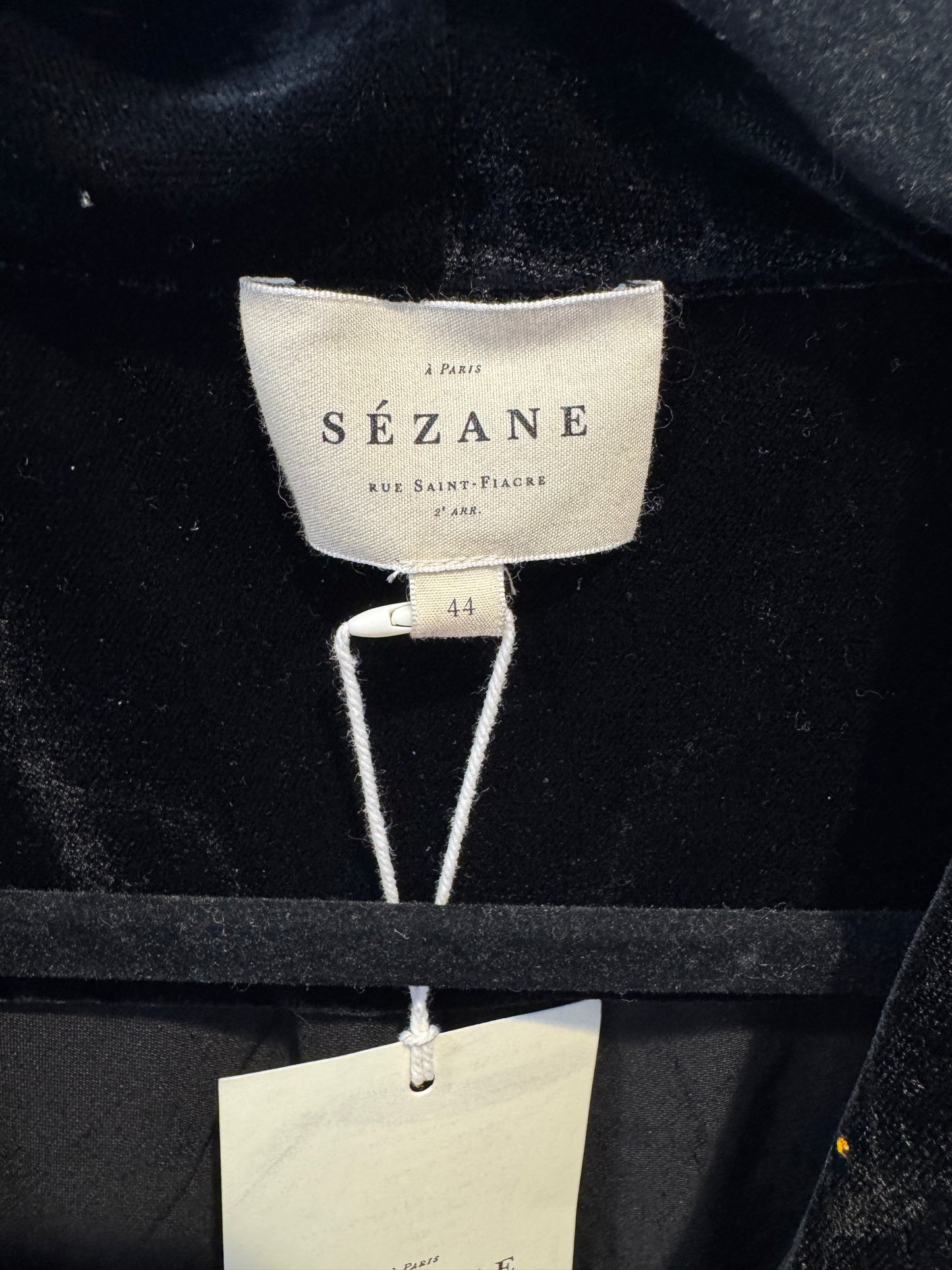Sezane Abelia Blouse Velvet Noir size 12