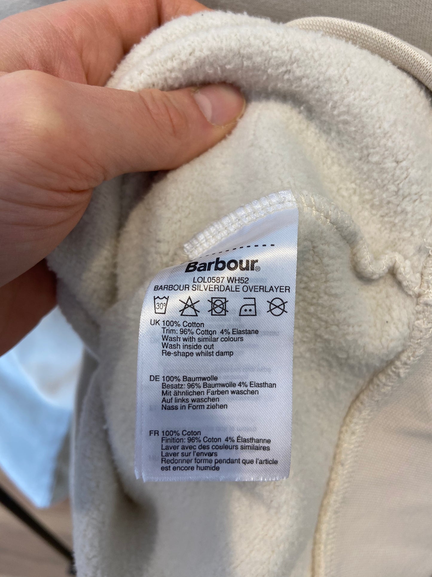 Barbour Silverdale Sweatshirt Beige Cream size 6