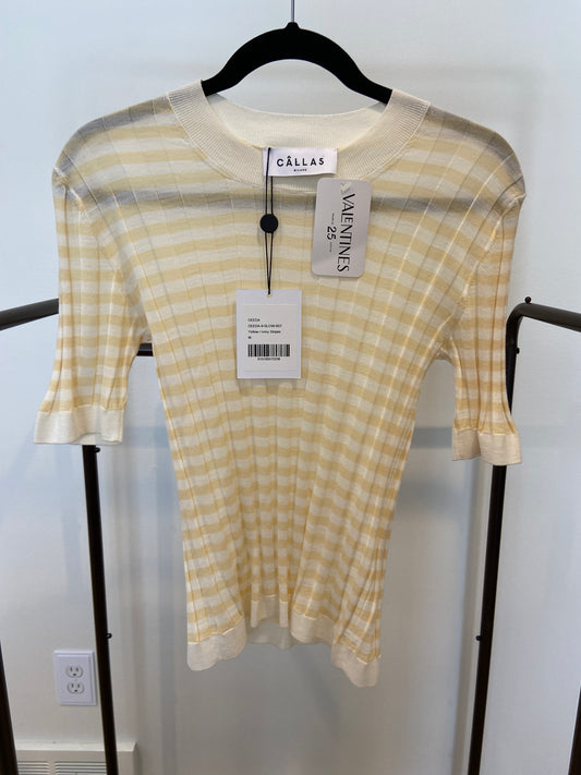 Callas Milani Callas Milano Deeda Crewneck Top Striped Yellow size M