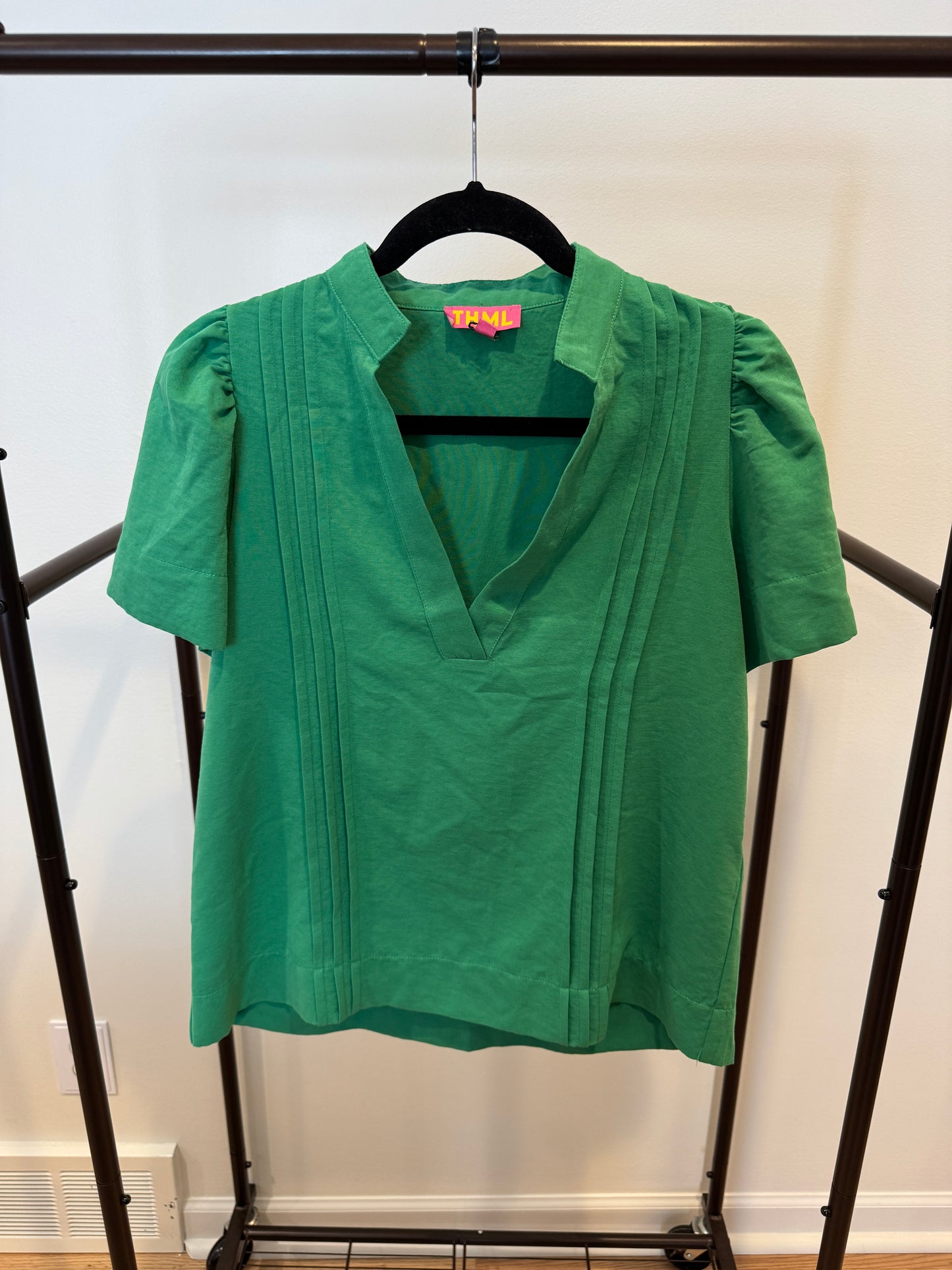 THML Puff Sleeve Green Top size XS