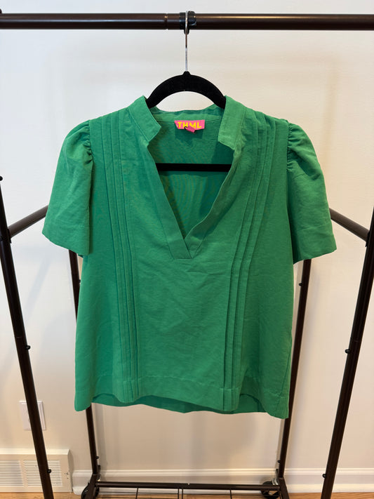 THML Puff Sleeve Green Top size XS