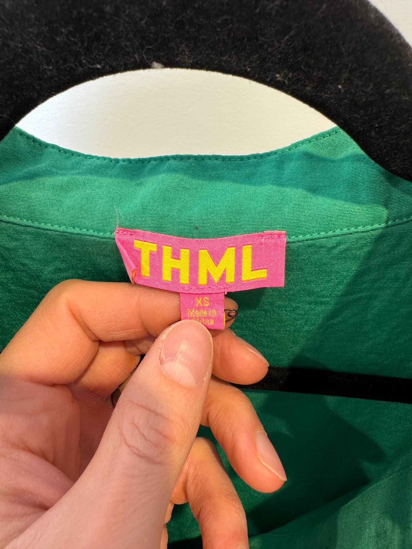 THML Puff Sleeve Green Top size XS