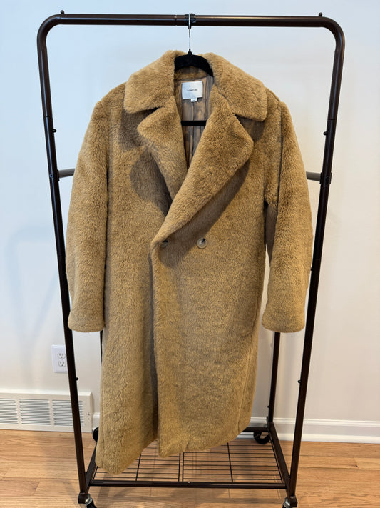 Vince Faux Shearling Coat in Sand Shell size S