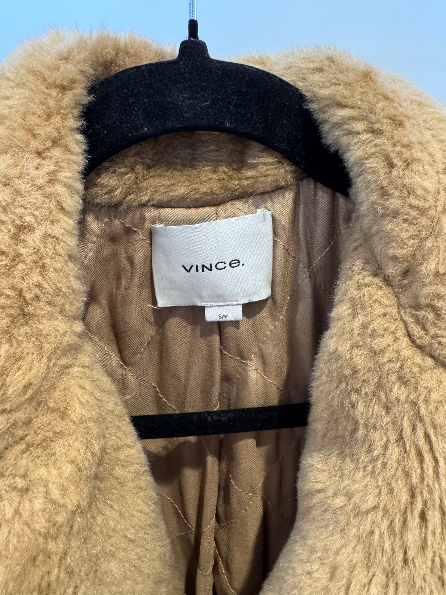 Vince Faux Shearling Coat in Sand Shell size S