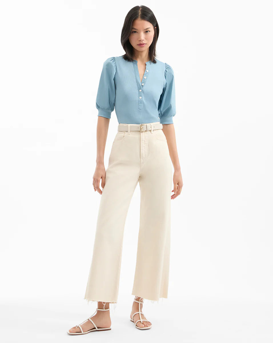 Veronica Beard Coralee Puff Sleeve Top in Sea Glass size XS