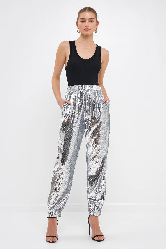 English Factory Sequins Jogger Pants size XS