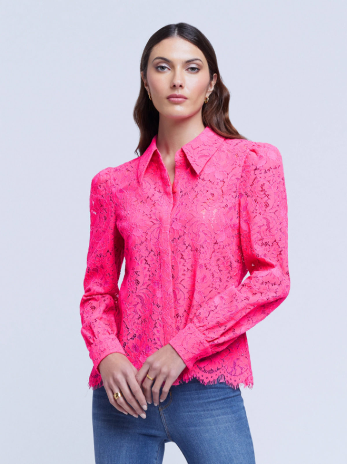 L'Agence Jenica Lace Blouse Rose size M