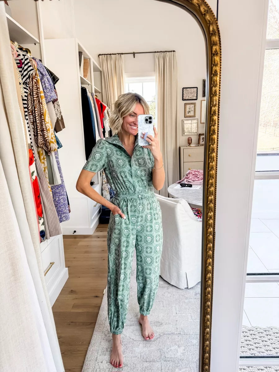 Byrdie On The Tee Green Jumpsuit size S