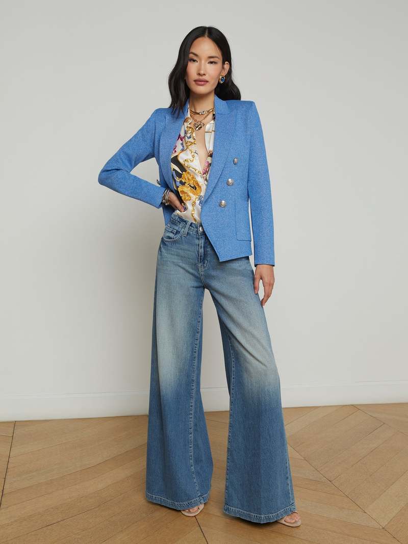 L'Agence Kenzie Double Breasted Blue Blazer size S