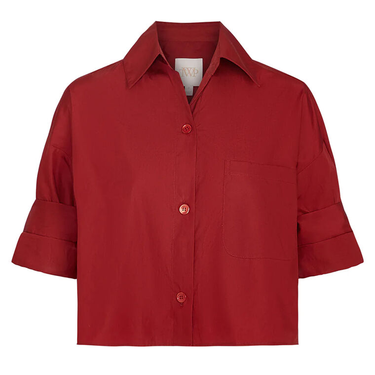 TWP Next EX Cropped Shirt in Wine/Burgundy size M/L