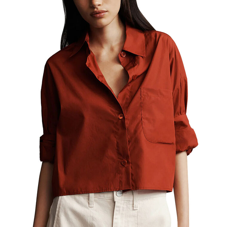 TWP Next EX Cropped Shirt in Wine/Burgundy size M/L