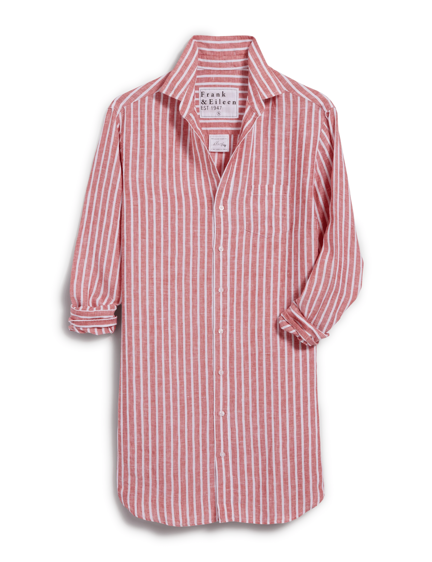 Frank and Eileen Mary Red and White Textured Linen Striped Dress size XS