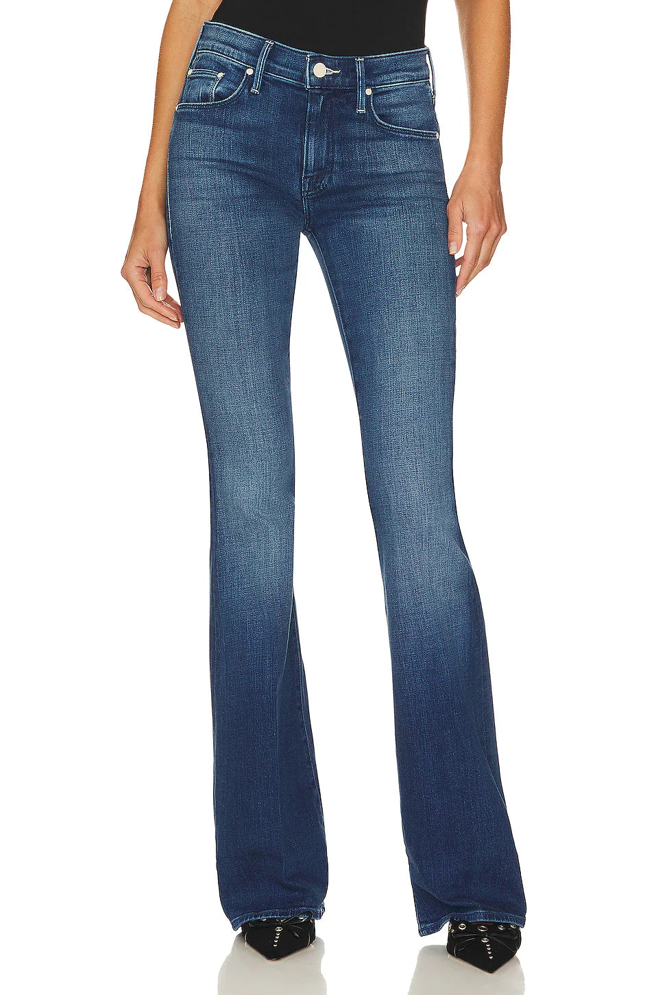 Mother The Down Low Weekender Heel in High Tide Wash size 30
