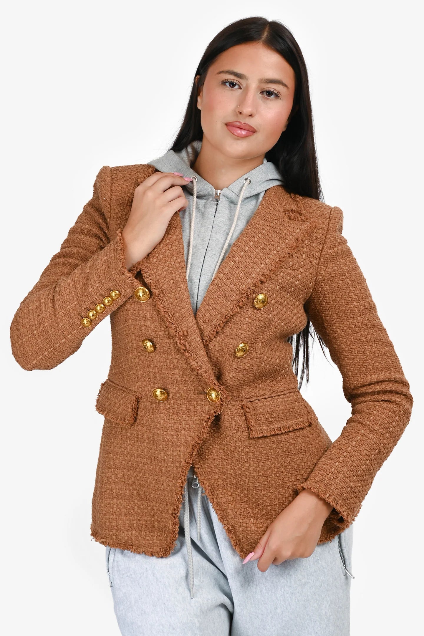 Veronica Beard Miller Dickey Double breasted Brown Tweed Blazer size 12