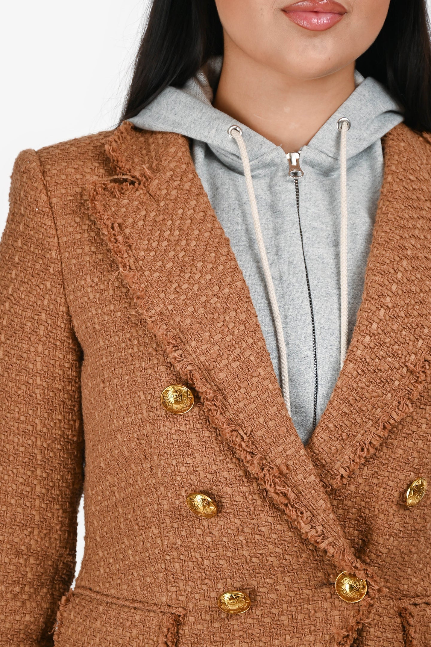 Veronica Beard Miller Dickey Double breasted Brown Tweed Blazer size 12