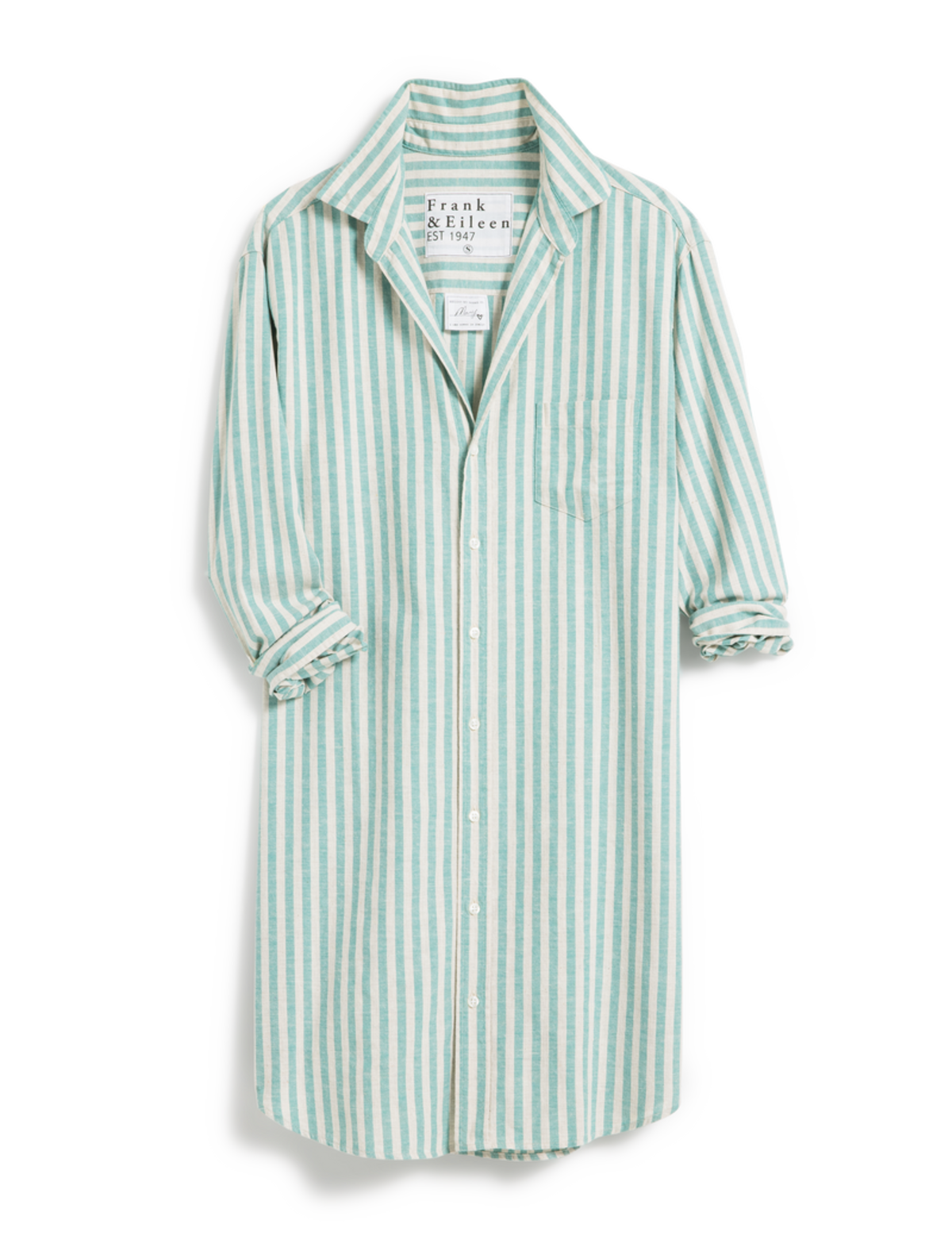 Frank & Eileen Mary Classic Shirtdress in Green/Sand Stripe size M