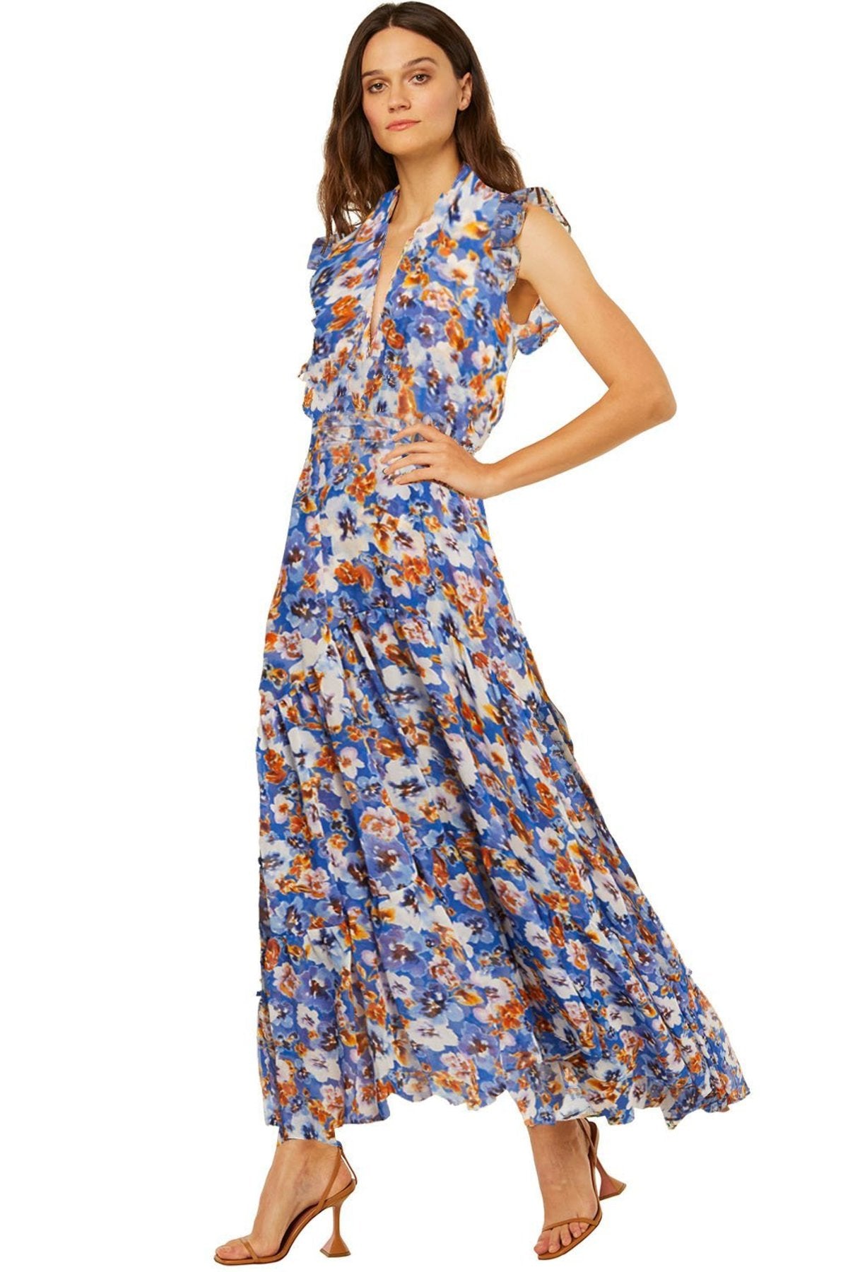 Misa Trina Dress Blue Pansy size S