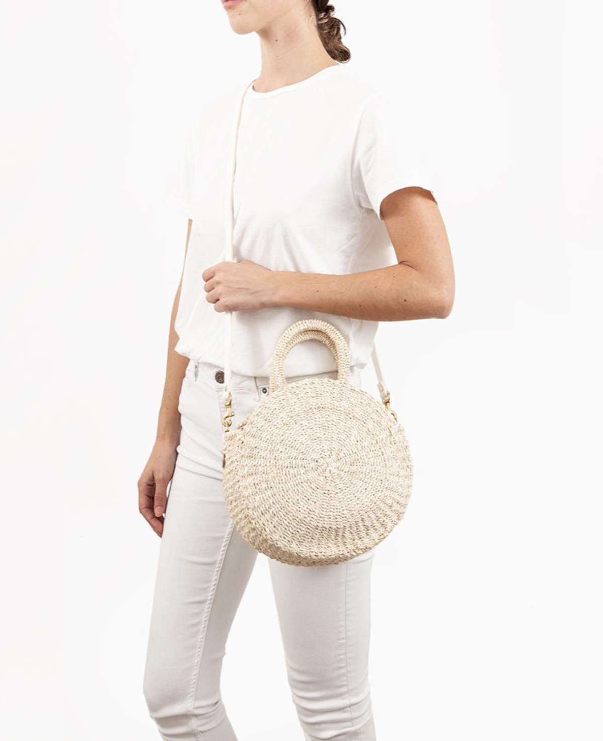 Clare V Straw Moyen Alice Bag