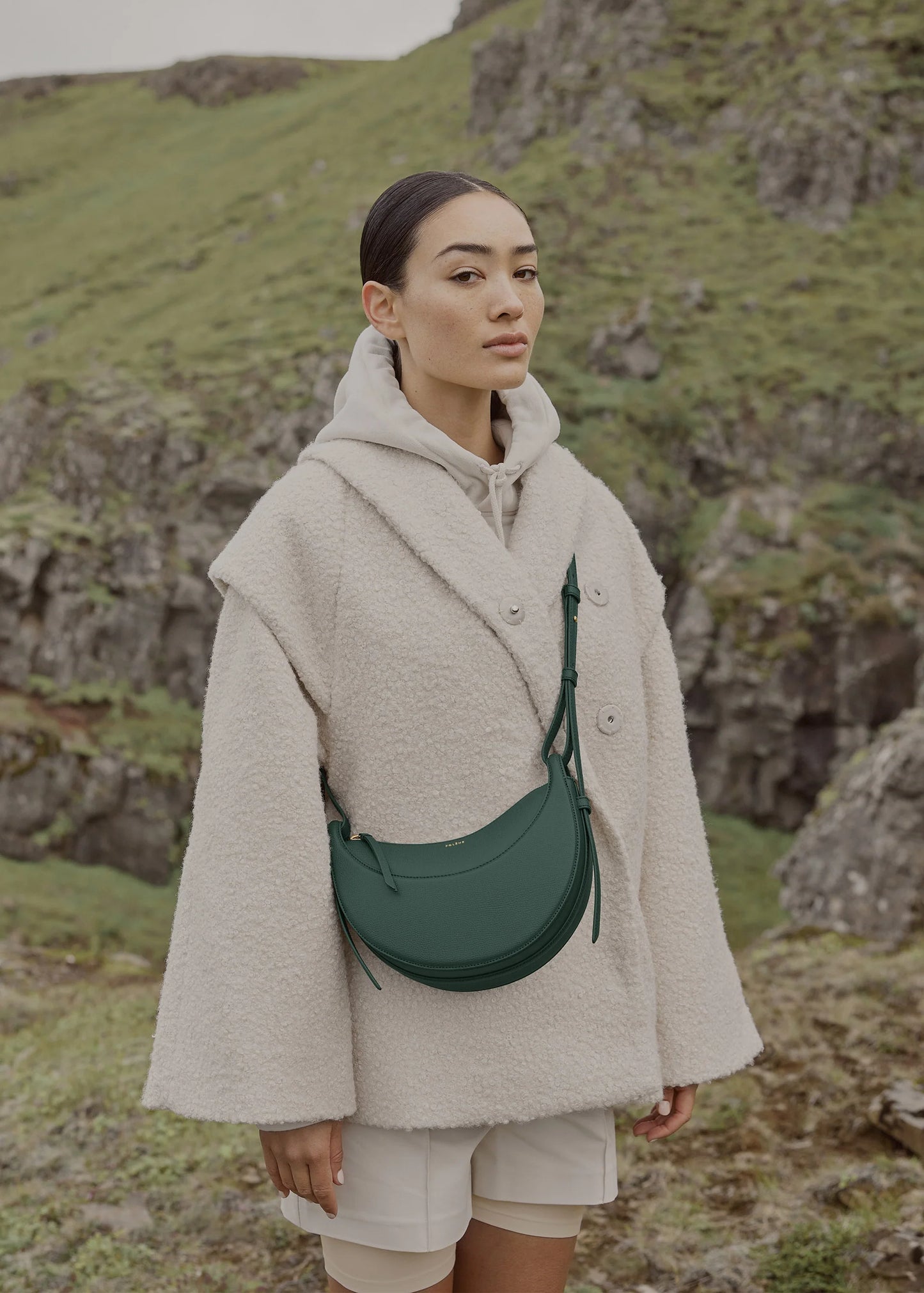 Polene Numero Dix Crossbody Bag Edition Textured Green