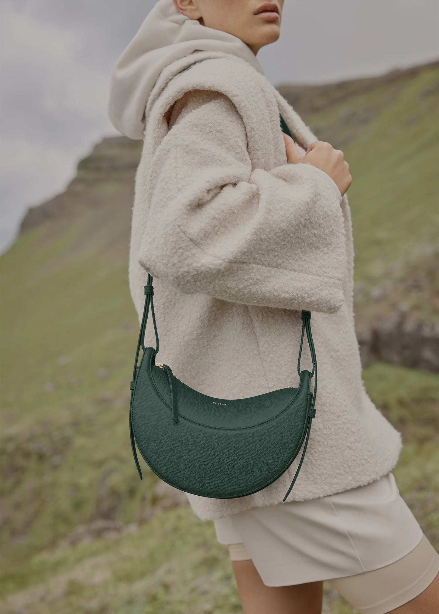 Polene Numero Dix Crossbody Bag Edition Textured Green