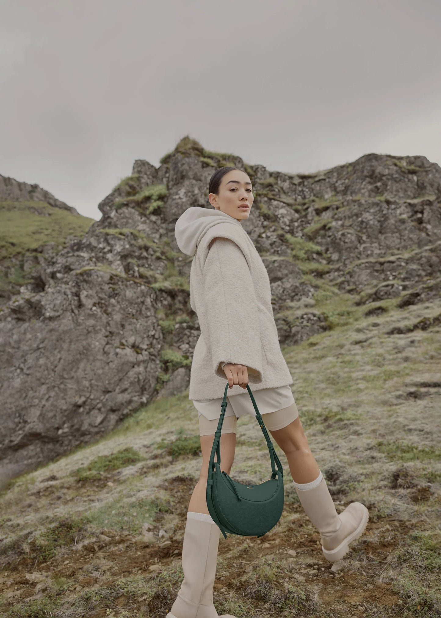 Polene Numero Dix Crossbody Bag Edition Textured Green
