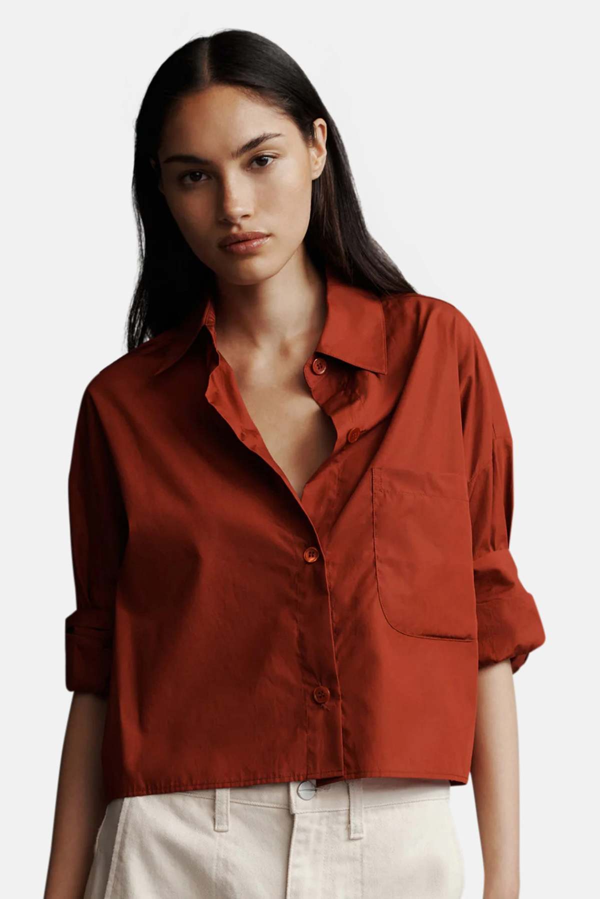 TWP Next EX Cropped Shirt in Wine/Burgundy size XS/S