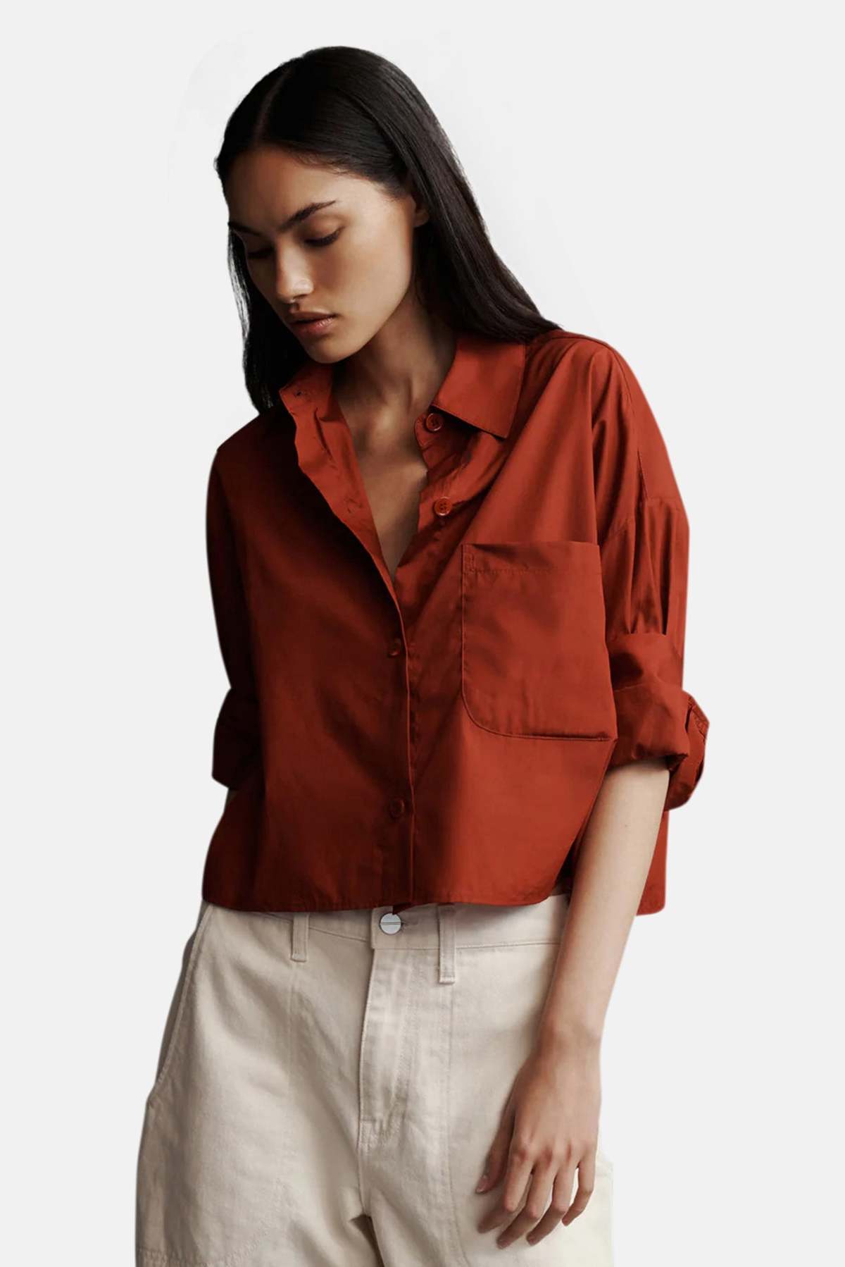TWP Next EX Cropped Shirt in Wine/Burgundy size XS/S