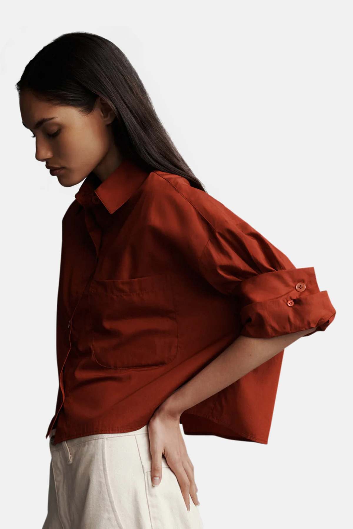 TWP Next EX Cropped Shirt in Wine/Burgundy size XS/S