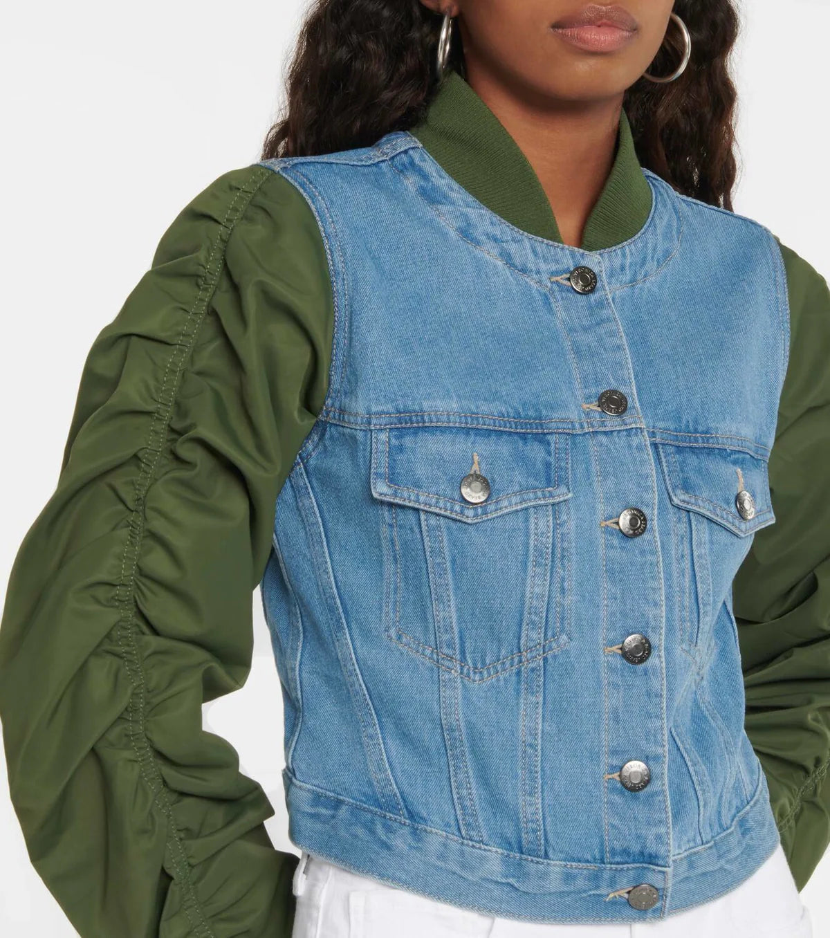 Veronica Beard Emelia Combo Jacket Denim Crop Bomber size S