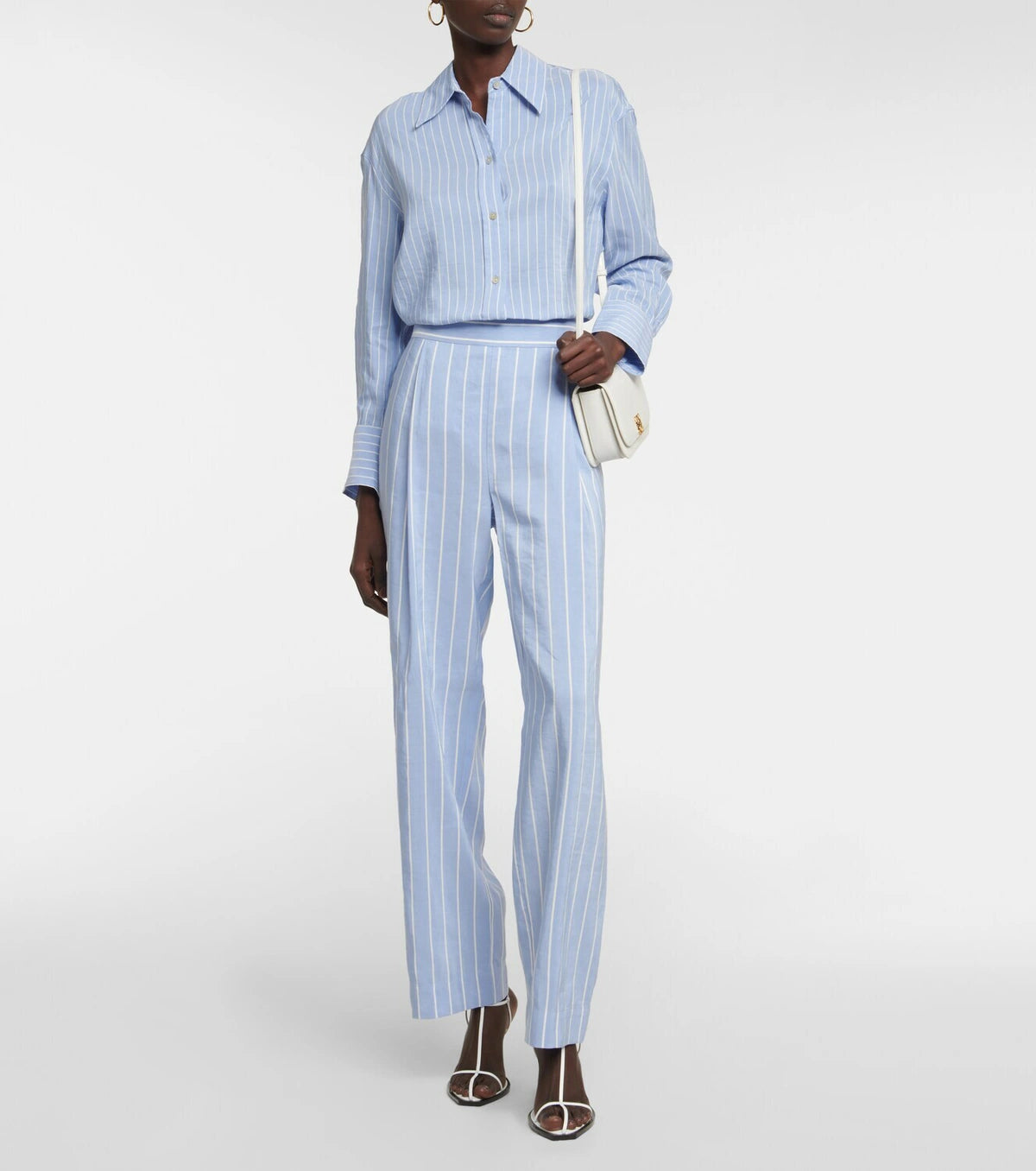 Vince Pinstriped Linen Blend Shirt size XXS