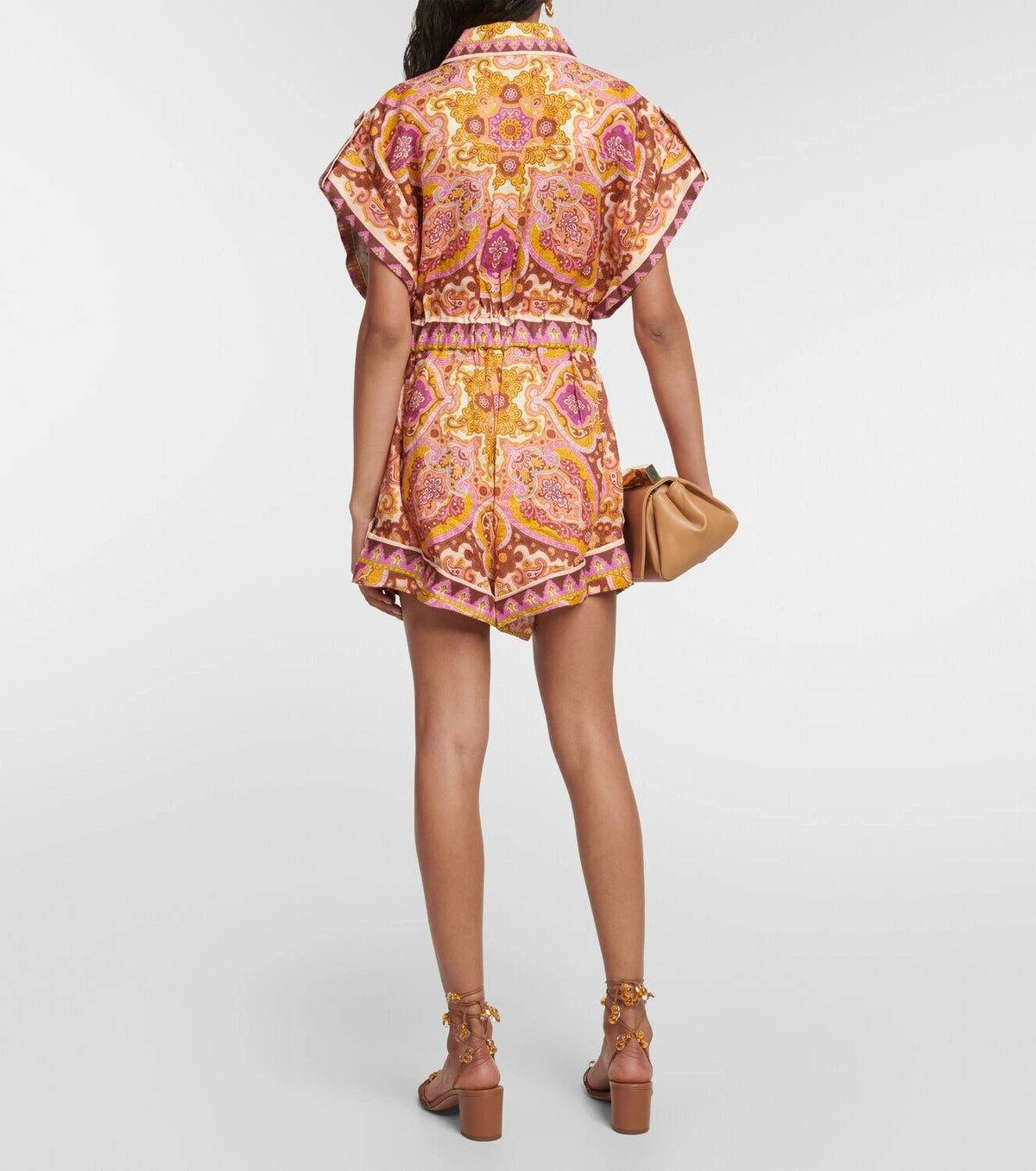 Zimmermann Halcyon printed linen playsuit size 2 US 8